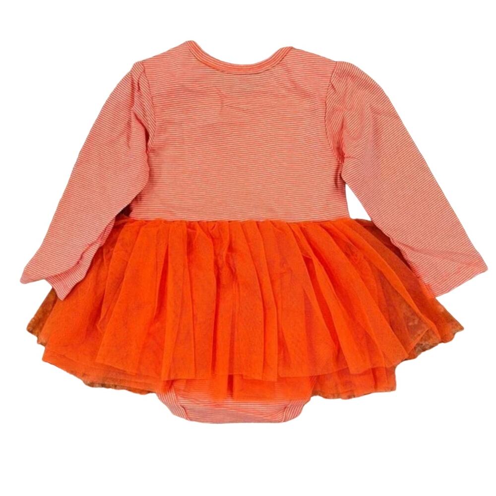 NWT Children's Place Orange/White Stripe W/Halloween Pumpkin Tutu Dress -12-18M - Picture 2 of 9